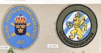 Schweden, Sammlung Ärmelabzeichen, auf Karton geklebt
