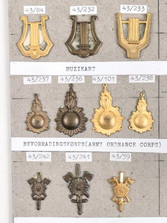 Schweden, Sammlung Regimentsabzeichen, auf Karton geklebt