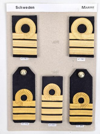 Schweden, Sammlung Rangabzeichen der Marine, auf Karton...