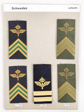 Schweden, Sammlung Rangabzeichen der Luftwaffe, auf...