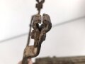 Wehrmacht Motorrad Packtasche mit Halterung. Originallack, ungereinigt