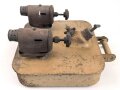 Vorheizer, Anwärmer für Motoren der Wehrmacht. Seltene Ausführung vermutlich für Panzerfahrzeuge, Originallack, ungereinigt und vollständig leer