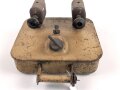 Vorheizer, Anwärmer für Motoren der Wehrmacht. Seltene Ausführung vermutlich für Panzerfahrzeuge, Originallack, ungereinigt und vollständig leer