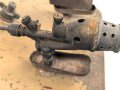 Vorheizer, Anwärmer für Motoren der Wehrmacht. Seltene Ausführung vermutlich für Panzerfahrzeuge, Originallack, ungereinigt und vollständig leer