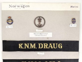 Norwegen, Sammlung Abzeichen der Marine, auf Karton getackert