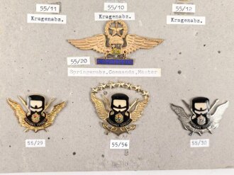 Venezuela, Sammlung verschiedene Abzeichen der Luftwaffe, auf Karton befestigt