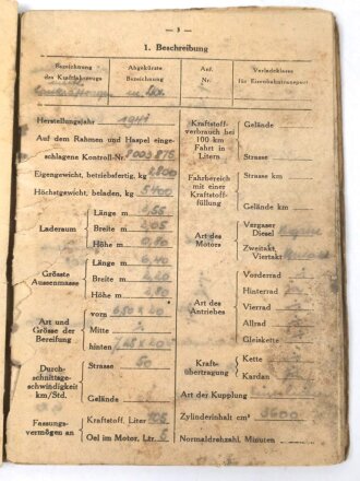 Fahrtnachweise vom 28.8.44 bis 7. Mai 1945 für einen Ford LKW mit Kennzeichen WH - 940358