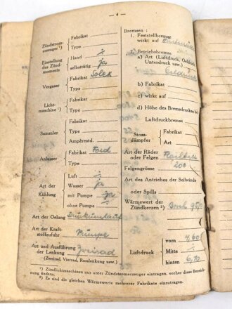 Fahrtnachweise vom 28.8.44 bis 7. Mai 1945 für einen Ford LKW mit Kennzeichen WH - 940358