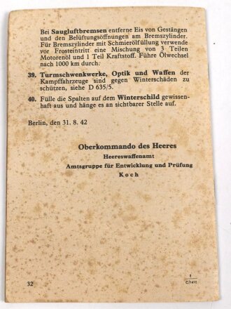 D632/2 " Taschenbuch für den Kraftfahrer im Winter " vom 31.8.42