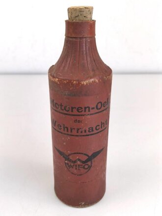 "Motoren- Oel der Wehrmacht" Leere Flasche der Firma "WIFO" Ungereinigt