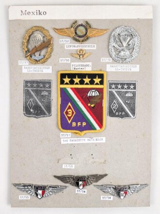 Mexiko, Sammlung Abzeichen der Luftwaffe, auf Karton...