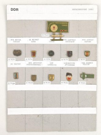 DDR, Sammlung Kleinabzeichen zum Thema Betriebssport, auf...