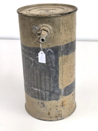 4 Liter Tankbehälter für " Kraftstoffölgemisch" Durchmesser knapp 15cm. Originallack, ungereinigt, vollständig leer