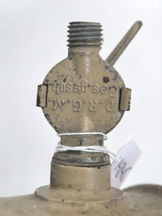 4 Liter Tankbehälter für " Kraftstoffölgemisch" Durchmesser knapp 15cm. Originallack, ungereinigt, vollständig leer