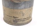 4 Liter Tankbehälter für " Kraftstoffölgemisch" Durchmesser knapp 15cm. Originallack, ungereinigt, vollständig leer