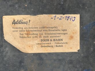 Emailleschild " Mobiloel" Leicht restauriert, sonst gut, Höhe 60cm. Genau datieren kann ich das Schild leider nicht.