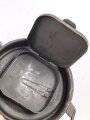 Gasmaskendose " Bereitschaftsbüchse" Modell 1938 Wehrmacht. Datiert 1941. Stark gebraucht, Deckel eingedellt. Marineangehöriger