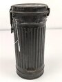 Gasmaskendose " Bereitschaftsbüchse" Modell 1938 Wehrmacht. Datiert 1941. Stark gebraucht, Deckel eingedellt. Marineangehöriger