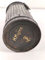 Gasmaskendose " Bereitschaftsbüchse" Modell 1938 Wehrmacht. Datiert 1941. Stark gebraucht, Deckel eingedellt. Marineangehöriger