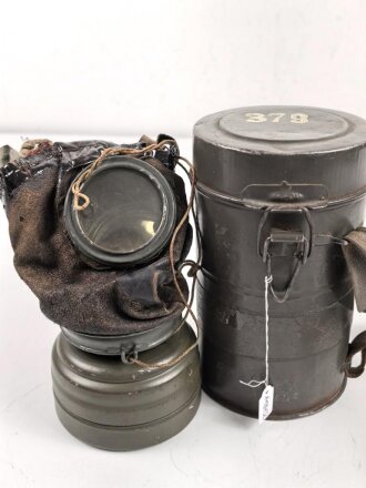 Gasmaske Reichswehr. Ledermaske aus dem 1. Weltkrieg, mit...