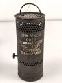 Dochtlampe zur Sammleranwärmung für Wehrmachtsfahrzeuge, ungereinigtes Stück, Originallack, datiert 1943