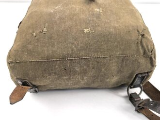 Rucksack für Angehörige der Artillerie in der Wehrmacht, getragenes Stück,  Hersteller aus Bietigheim Württemberg