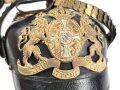 Bayern, Pickelhaube für einen Reserveoffizier der Chevaulegers. In allen Teilen original und zusammengehörig, Doppellöcher, vermutlich beim ändern vom Offizier zum Reserveoffiziersemblem.