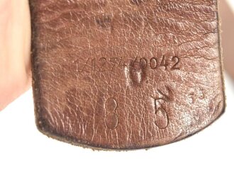 Koppelriemen für Mannschaften der Wehrmacht. Eiserner Gegenhalt, späte Ausführung. Gesamtlänge 89cm