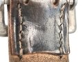 Zweidornkoppel für Offiziere des Heeres. Geschwärztes Leder, Höhe 42mm, Gesamtlänge 120cm
