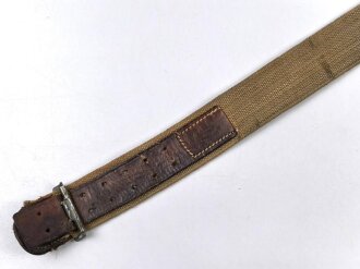 Afrikakorps, Feldbinde für Offiziere des Heeres. Getragenes Stück , datiert 1941. Gesamtlänge 100cm, das Schloss grob entnazifiziert