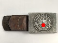 Koppelschloss für Mannschaften des Heeres. Aluminium,  an Lederzunge von Lehmann & W.Lindenberg Hannover 1937