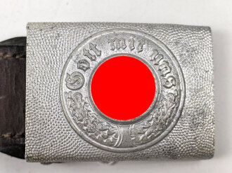 Polizei III.Reich. Koppelschloss für Mannschaften und Unteroffiziere von Dransfeld & Co. Menden 1940. Rückseite wirkt schwammig geprägt, muß bei dem Hersteller so sein..