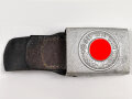 Polizei III.Reich. Koppelschloss für Mannschaften und Unteroffiziere von Dransfeld & Co. Menden 1940. Rückseite wirkt schwammig geprägt, muß bei dem Hersteller so sein..
