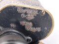 Dienstglas 6 x 30 Wehrmacht. Frühes Stück von Spindler & Hoyer Göttingen, mit defektem Trageriemen und Regenschutzdeckel. Klare Durchsicht, deutliche Strichplatte