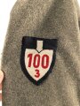 Reichsarbeitsdienst , Dienstrock in gutem Zustand. Kammerstück mit original vernähten Kragenspiegeln, der Ärmelspaten vermutlich neuzeitlich angebracht