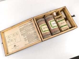 Tier Luftschutzkasten 39. das Inhaltsverzeichniss mit Druckvermerk von 1942. Ungereinigtes Stück