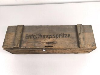 Gasschutz / Luftschutz Entgiftungsspritze in Umverpackung, ungebrauchtes Stück, die Gebrauchsanweisung mit Druckvermerk von 1944