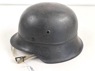 Stahlhelm Luftschutz.  Originallack, hatte nie ein Emblem. Kinnriemen aus Kunststoff, NS 64