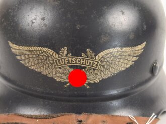 Stahlhelm Luftschutz. In allen Teilen Original und zusammengehörig,  Q 68