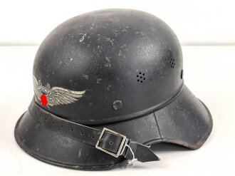 Stahlhelm Luftschutz. In allen Teilen Original und zusammengehörig,  Kopfgrösse 57