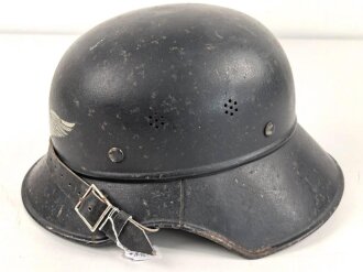 Stahlhelm Luftschutz. In allen Teilen Original und zusammengehörig,  Kopfgrösse 57