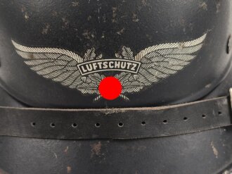 Stahlhelm Luftschutz. In allen Teilen Original und zusammengehörig,  Kopfgrösse 57