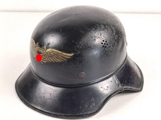 Stahlhelm Luftschutz. In allen Teilen Original und zusammengehörig,  Kopfgrösse 57