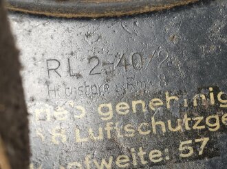 Stahlhelm Luftschutz. In allen Teilen Original und zusammengehörig,  Kopfgrösse 57