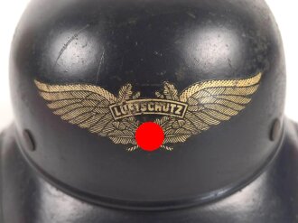 Stahlhelm Luftschutz. In allen Teilen Original und zusammengehörig,  Kopfgrösse 57