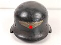 Stahlhelm Luftschutz. In allen Teilen Original und zusammengehörig,  Eher ungewöhnliches Modell, stärkere Gebrauchsspuren