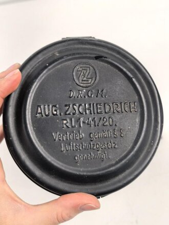 Luftschutz, Volksgasmaske 40  in Bereitschaftsbüchse von Zschiedrich, guter Gesamtzustand