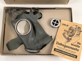 Luftschutz Volksgasmaske 40, Komplett, im Umkarton