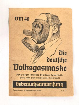 Luftschutz Volksgasmaske 40, Komplett, im Umkarton