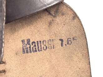 Tasche zur Pistole  Mauser 7,65 der Wehrmacht. Getragenes Stück in gutem Gesamtzustand, daatiert 1941